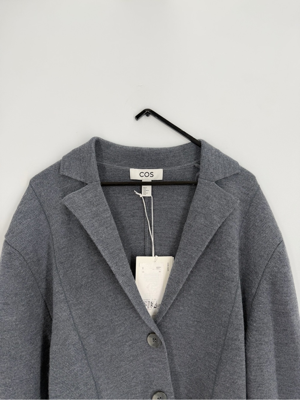 Cos Knitted Waisted Wool Defined Blazer Jacket In Grey